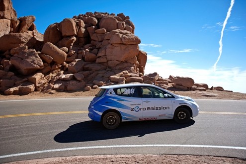 Race Day Skyline Beauty Shot at Nissan LEAF Wins Pikes Peak Electric Production Class