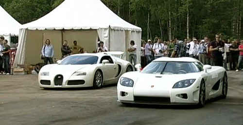 veyron konig drag at Drag Race: Bugatti Veyron vs Koenigsegg CCXR
