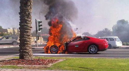 ferrari fire at Still Got it: Ferrari 599 Burns To Ground In Dubai