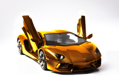 gold aventador 2 at $4.6 million Gold Lamborghini Aventador Model Car