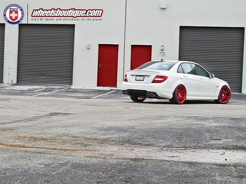 C63 with Red HRE Wheels 3 at Mercedes C63 with Red HRE Wheels