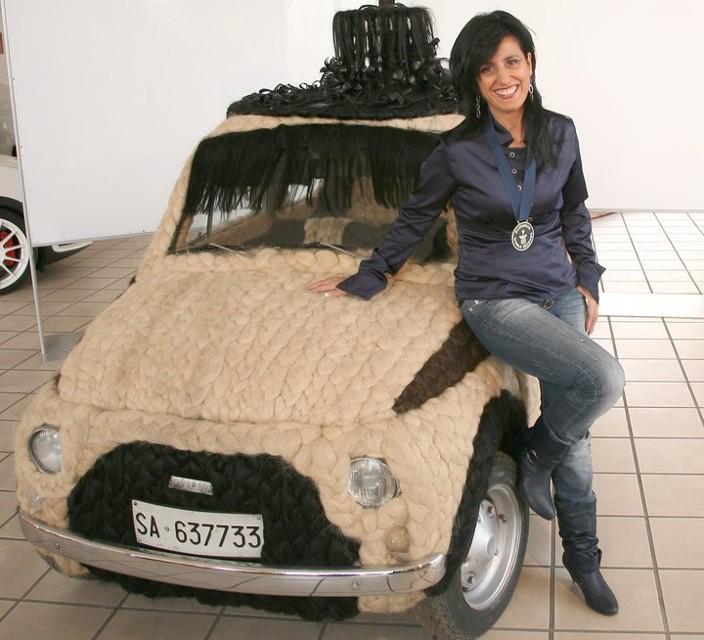 hairy 500 0 at Disgusting: Fiat 500 Covered in Human Hair!