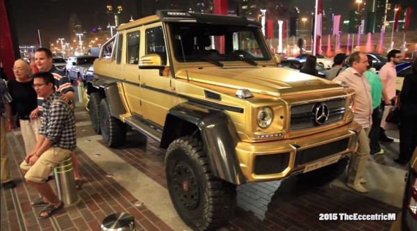 gold car dubai 2 600x332 at Gold Car Bonanza in Dubai: 918, G63 6x6, Aventador & Range Rover