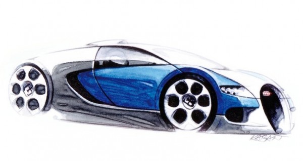 bugatti sketch 600x318 at Bugatti Chiron Officially Teased with a Poem